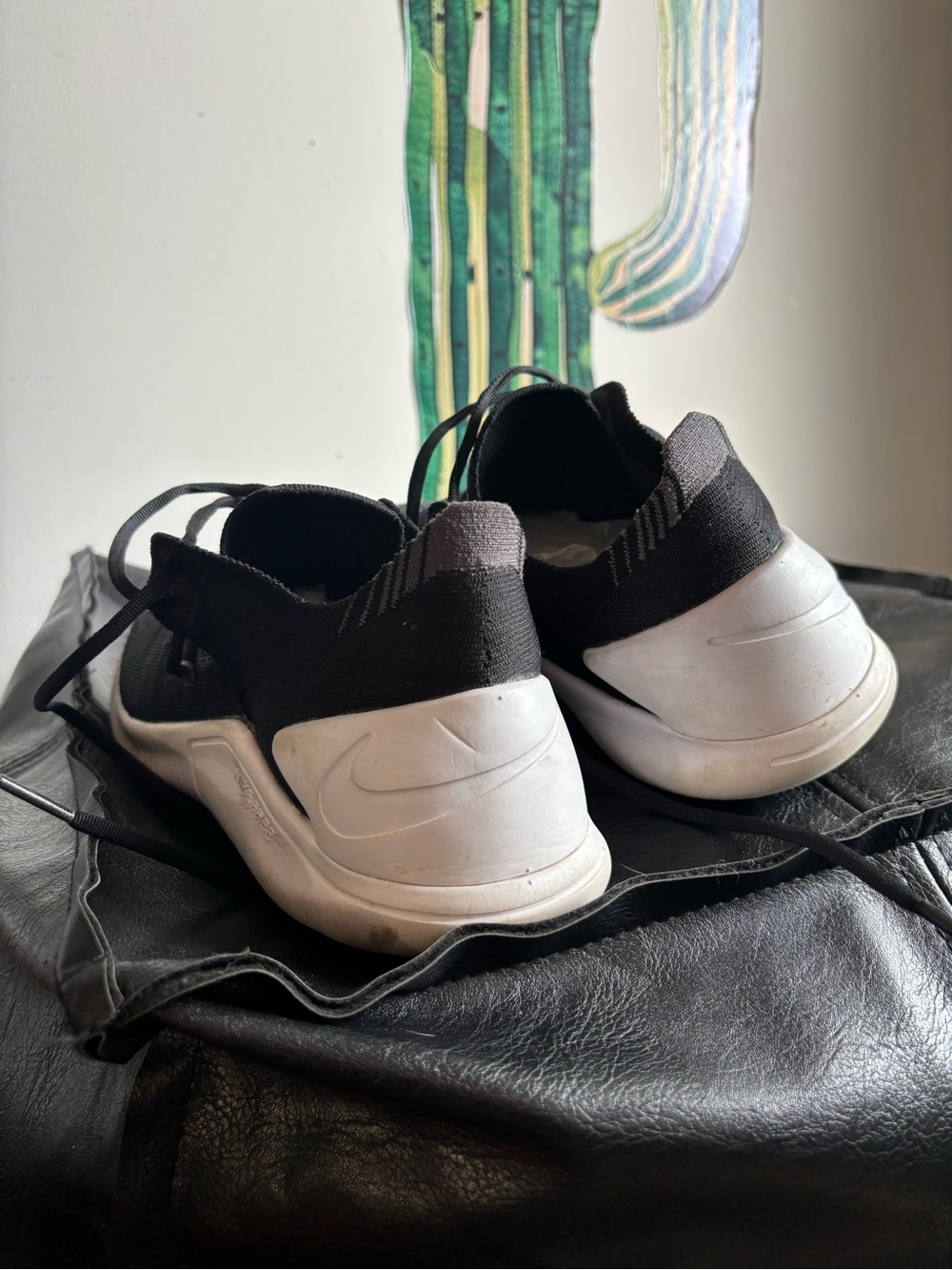 Nike Free Black and White FlyKnit running shoes